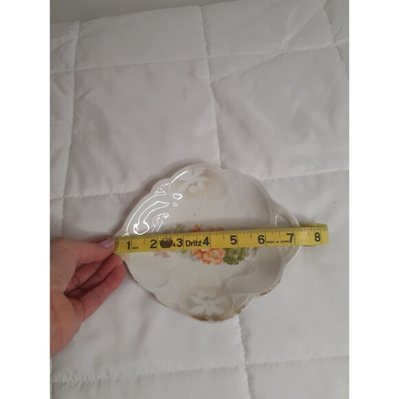 Vintage German Floral Porcelain Teardrop Shape Nut Candy Dish - Picture 4 of 6